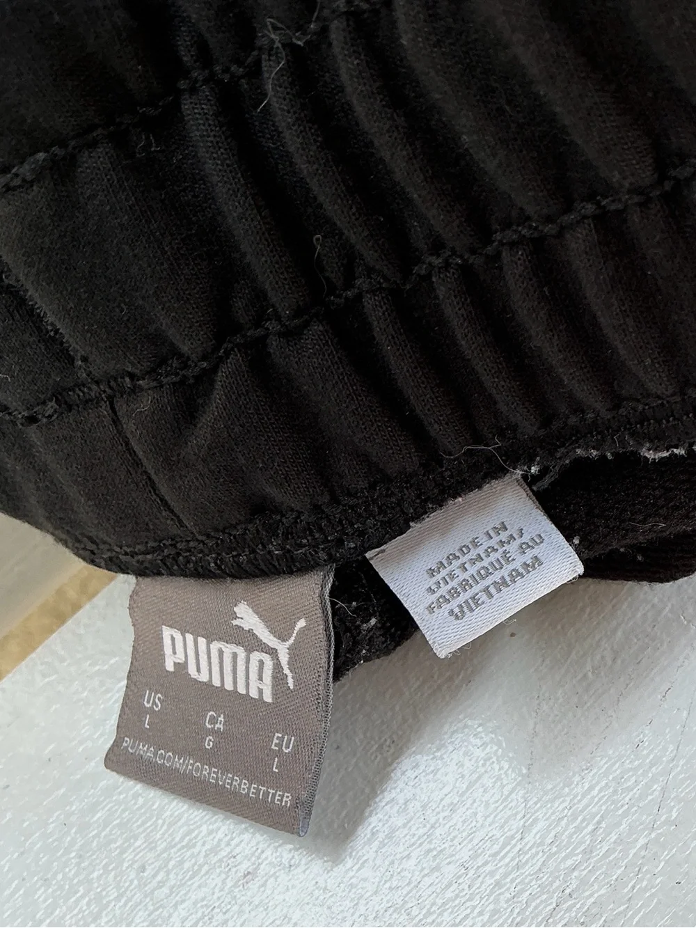 PUMA Black Fleece Jogger Sweatpants Pink Logo Women’s Size L